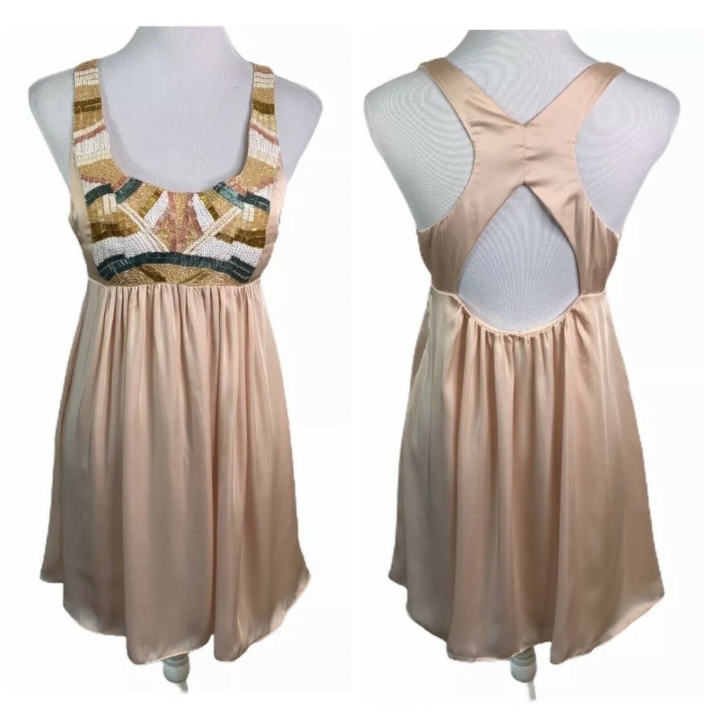 Arden B Satin Embellished  Beaded Sequins Dress